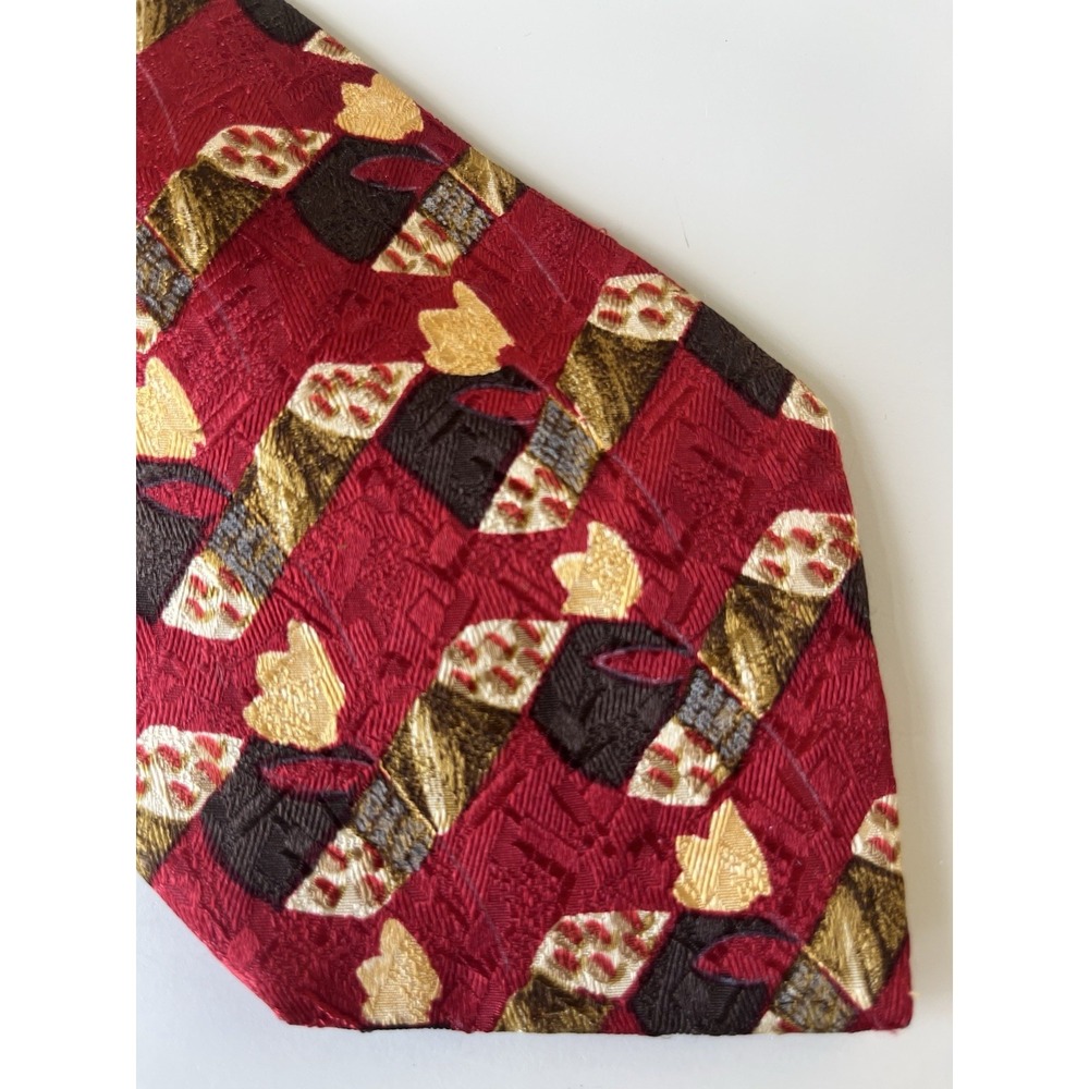 ERMENEGILDO‎ ZEGNA Designo Esclusivo Abstract Floral Red SILK TIE 59" X 4"